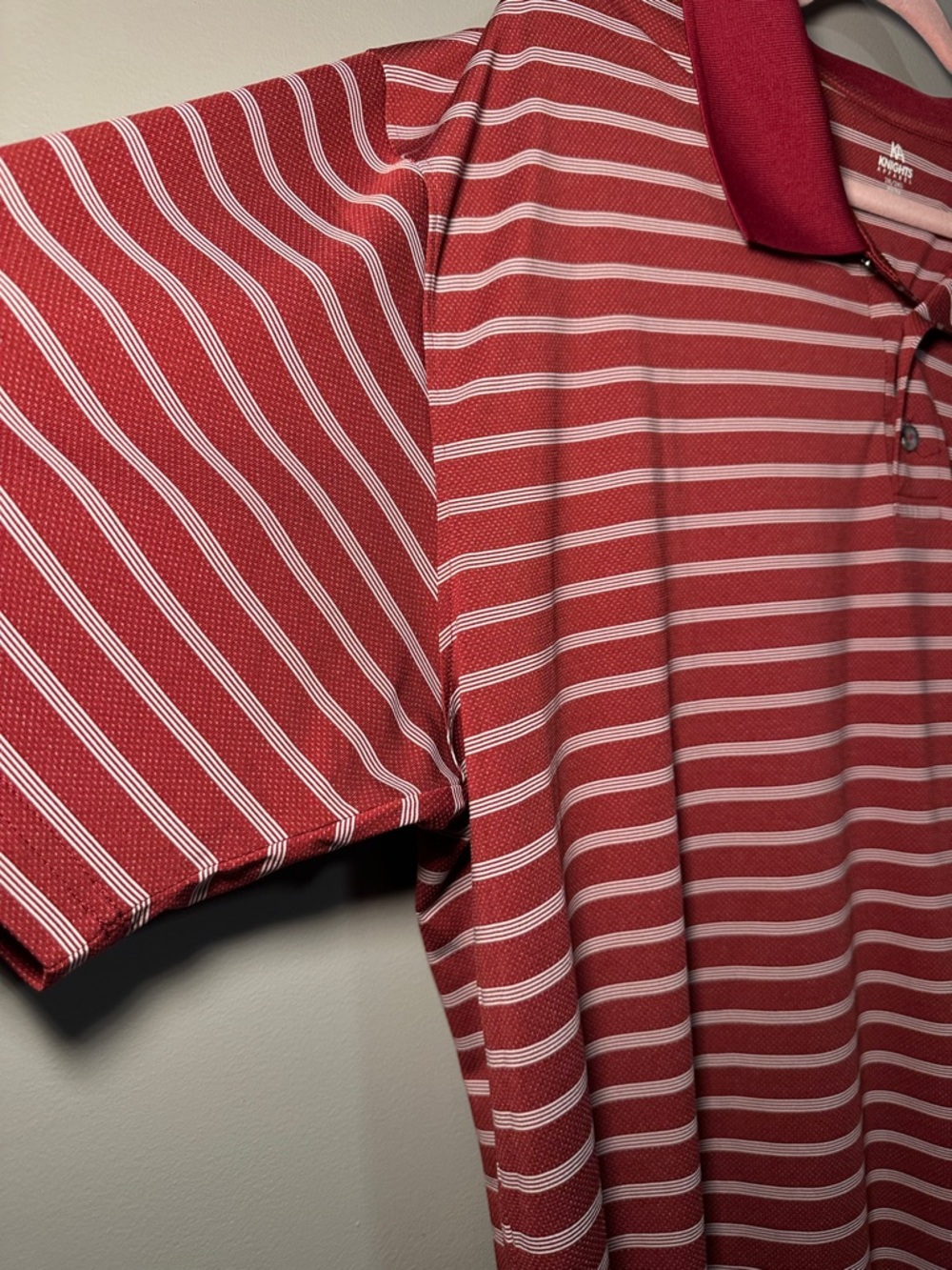 Iowa State Men's Striped Polo in Red Embroidered Logo - Picture 4 of 6